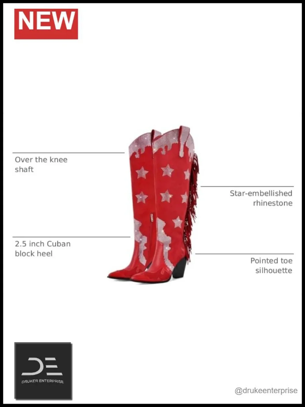 Fringe Thigh High Boots Over The Knee Rhinestone Studded Cowboy Boots Faux Suede